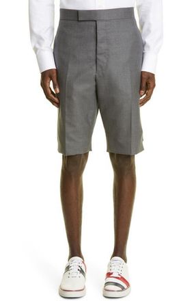 Thom Browne Mens Back Strap Flat Front Wool Shorts in Medium Grey at Nordstrom, Size 3