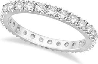 Allurez Natural Diamond Eternity Stackable Ring Band 14K in Snow at Nordstrom, Size 10