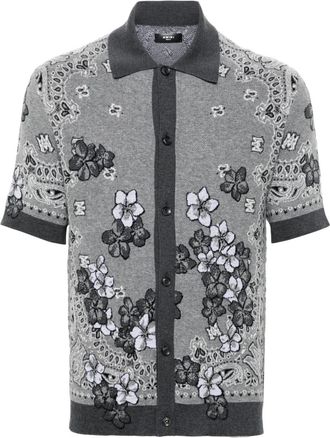 Amiri floral-jacquard knitted shirt - men - Cotton - L - Grey