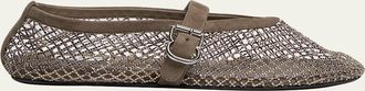 Alaia Crystal Mesh Ballet Flats