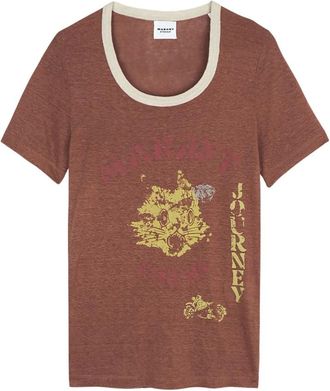 Isabel Marant Kiliann T-shirt - Dames - Tops - Rood - Maat: XS Linnen