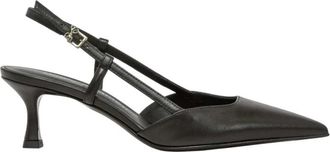 Sergio Levantesi Zwarte leren slingback hakken - Dames - Pumps - Zwart - 36 EU - Leer - Schoenen