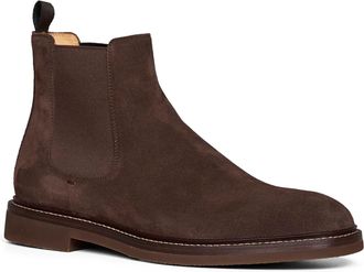 Brunello Cucinelli Mens Chelsea Ankle Boots Mocha Suede Brown Calf Leather