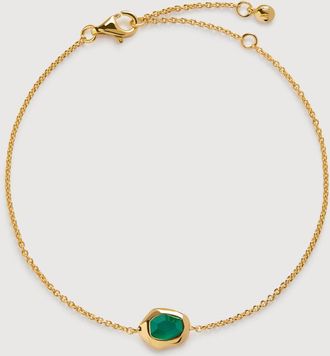 Monica Vinader Gold Odyssey Gemstone Chain Bracelet Green Onyx