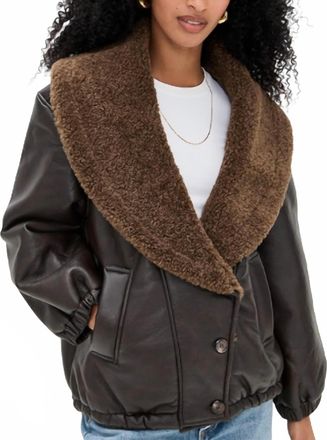 Blank NYC Icon Status Faux Leather Puffer Jacket In Sweet Talk Brown