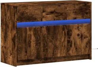 vidaXL Vidaxl - tv Cabinet with led Smoked Oak 91x34x61 cm Engineered Wood
