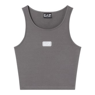 Emporio Armani Sleeveless Tops, female, Gray, Size: M Tanktops