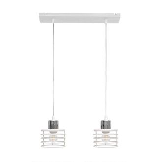 Netlighting Edison Straight Bar Pendant Ceiling Light White Chrome 40cm