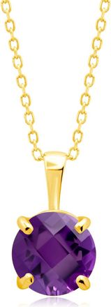 MAX + STONE 14k Yellow or White Gold 8mm Gemstone Round Pendant Necklace with 18 Inch Chain