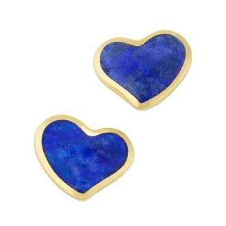 Jan Leslie Heart Stud Earring Set In Sterling With 18K Gold Overlay in Blue at Nordstrom