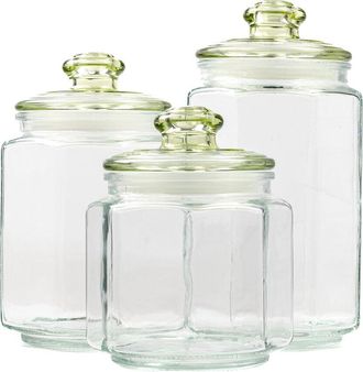 10 Strawberry Street Set of 3 Alcott Canisters Jade Lid