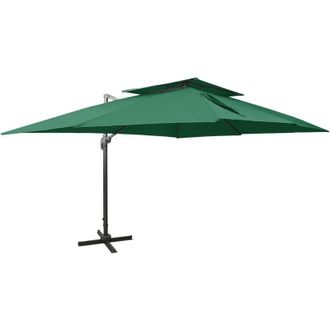 vidaXL Umbrilla En Voladizo Con Doble Toldo 400x300 Cm Verde - 199385