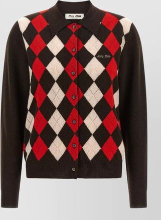 Miu Miu cashmere argyle polo collar cardigan