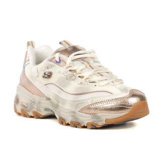 Skechers Womens DLites Vintage Vision Sneaker, Natural Leather/Multi Trim, 5.5 UK