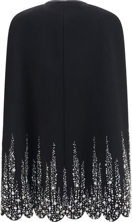 Valentino Degrad&eacute; Rhinestone Embroidery Cape - Black