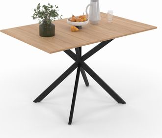 IDMarket Table &Agrave; Manger Carr&eacute;e Alix 2-6 Personnes Pied Araign&eacute;e Bois Et Noir 80-120 Cm