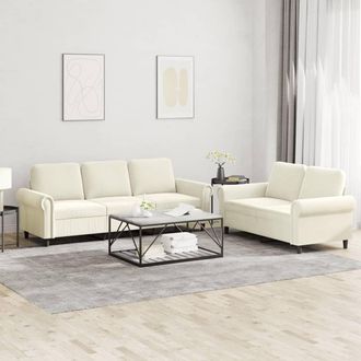 vidaXL Juego De Sof&aacute;s Con Cojines 2 Piezas Terciopelo Crema Vidaxl