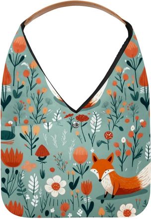Generic animal fox flowers (3) Reusable Lightweight Grocery Bags - Foldable Into Compact Pouch, Washable & Sturdy, Multipurpose for Shopping and Travel