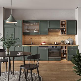 Vicco Mueble De Cocina Fame-line, Green-gold Country/gold Power Roble, 355 Cm Sin Encimera