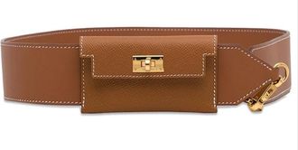 Herm&egrave;s Herm&eacute;s Gold Leather Kelly Pocket Bag Strap with Gold Hardware