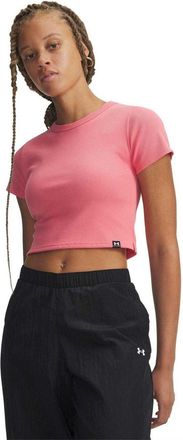 Under Armour Dames/Dames Ribbed Crop Top (Roze/Wit)