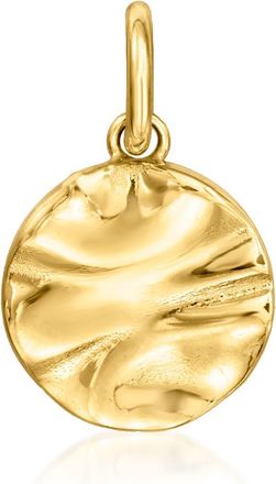 RS Pure by Ross-Simons Italian 14kt Yellow Gold Wavy Disc Charm