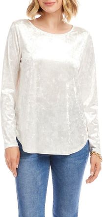 Karen Kane Crushed Velvet Top Shirttail Top in Off White at Nordstrom, Size X-Small