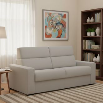 Dmora Sof&aacute; Cama 3 Plazas Marcon, Desenfundable, Con Almacenamiento, Hecho En Italia, Lavable, 220x95 Cm Gris Claro