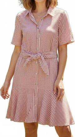 She + Sky Womens Short Sleeve Front Tie Striped Mini Dress In White Red