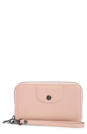 Longchamp Le Pilage Cuir Zip Wristlet Wallet in Powder Pink at Nordstrom Rack