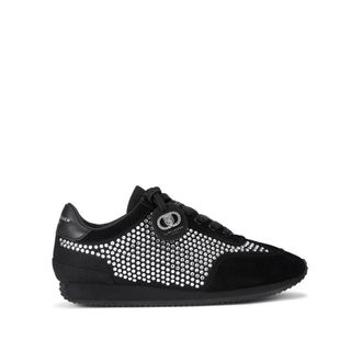 Kurt Geiger Womens Suede Fabric Chelsea Crystal Tag Sneakers - Black - Size UK 3