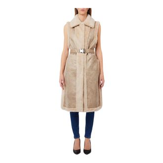 Liu Jo Fake Montone Gilet Double - Dames - Bodywarmers - Beige - ONE Size - Polyester - Jassen