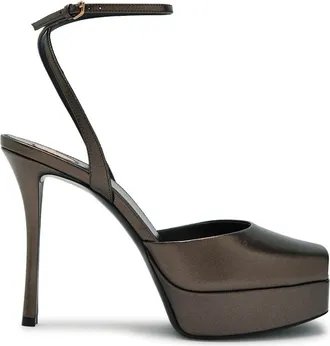 Saint Laurent La Scandale 85 Metallic Leather Sandals - Brown - 39 (IT39 / UK6)