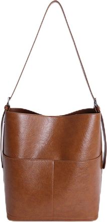 Generic PU Leather Hobo Bag Solid Colour Slouchy Shoulder Bag with Inner Bag Composite Bag for Women Travel Shopping Work