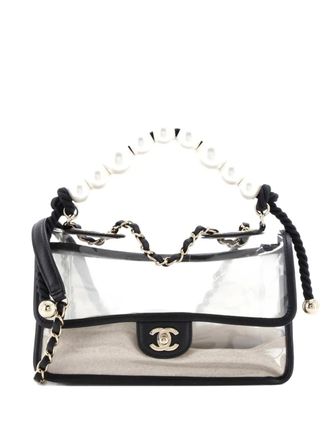 Chanel Sand By The Sea Pearl Flap Bag PVC with Lambskin Medium shoulder bag - Nero