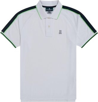 Psycho Bunny Mens Psycho Bunny Jayden Stripe Sport Polo White/Navy Shirt B6K165S1PB-WHT