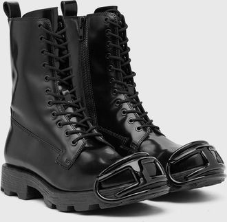 Diesel D-Hammer-Leather boots with oval D toe guard - Boots - Man - Black