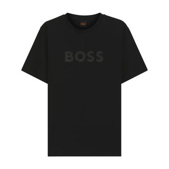 HUGO BOSS Tops, Heren, Zwart, XL, Katoen, Katoenen T-shirt met ronde hals
