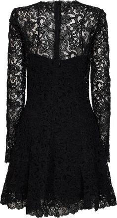 Ermanno Scervino Womens Flared Mini Dress Rebrod&eacute; Lace Black Polyester