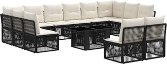 vidaXL Conjunto De Sof&aacute;s De Jard&iacute;n 13 Uds. Negro Rat&aacute;n Sint&eacute;tico Vidaxl