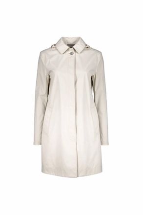 Moorer Womens Classic Pointed Collar Overcoat In Avorio