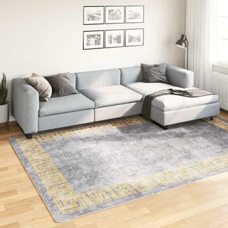 vidaXL Alfombra Lavable Antideslizante Gris 190x300 Cm Vidaxl