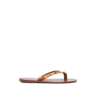 Valentino Garavani Rockstud Flip Flop Sandalen - Heren - Slippers - Bruin - 40 EU - Leer - Schoenen