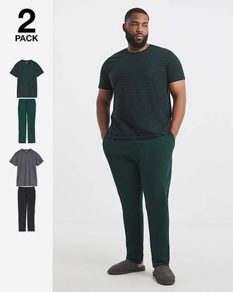 Jacamo 2 Pack T-Shirt and Trouser Pyjama Set