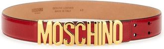 Moschino Logo-Embellished Red Leather Belt