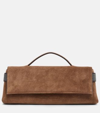 Brunello Cucinelli Essence Small suede top-handle bag