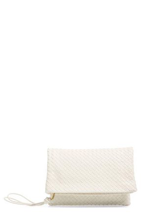 Bottega Veneta Intrecciato Leather Pouch Clutch in Alabaster-Brass at Nordstrom