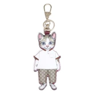 Gucci Pre-owned Accessories, female, Beige, Size: ONE SIZE Pre-owned Canvas Keyring