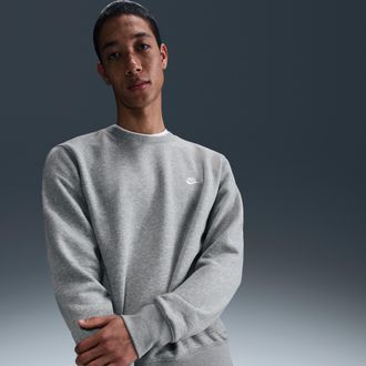 Nike Mens Club Fleece Crew in Grey | FN3886-063