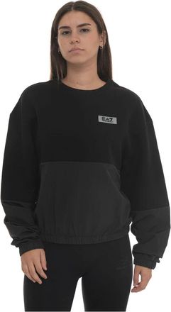 Emporio Armani Contemporary Sport Sweater met ronde hals - Dames - Sweatshirts - Zwart - L - Katoen - Hoodies & sweatvesten